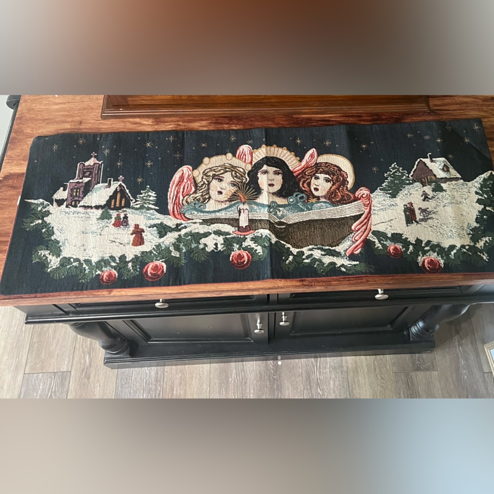 Vintage Christmas Angel Tapestry/Runner 37“ x 13“